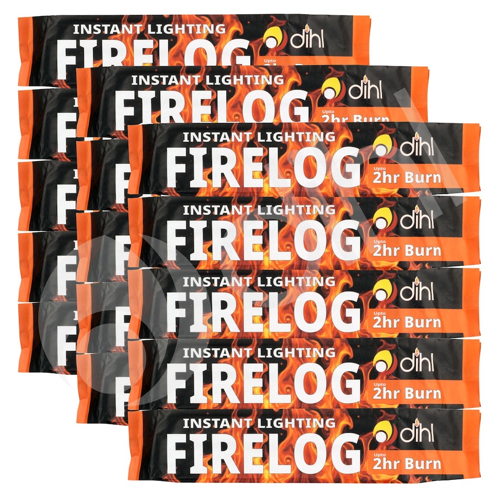image 1 of Dihl 15 x Smokeless Instant Lighting Fire Logs. 15 Individually Wrapped Firelighters for Garden Chimineas, Open Fire, Wood Burning Stoves. Environmentally Friendly FireLogs