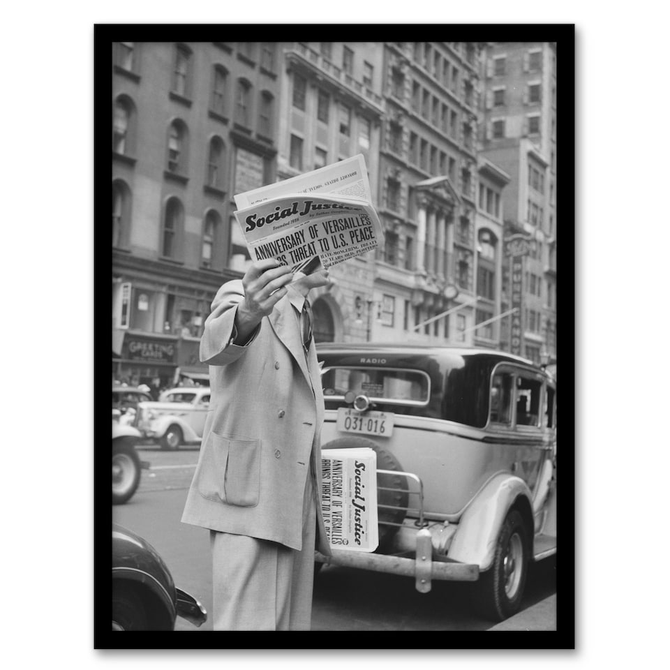 image 1 of Dorothea Lange Social Justice Newsboy Photograph Framed Wall Art Print A3