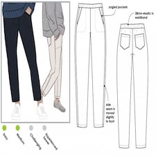 Style Arc Brooklyn Pants Paper Sewing Pattern – Women’s Trousers, UK Sizes 18–30, Intermediate