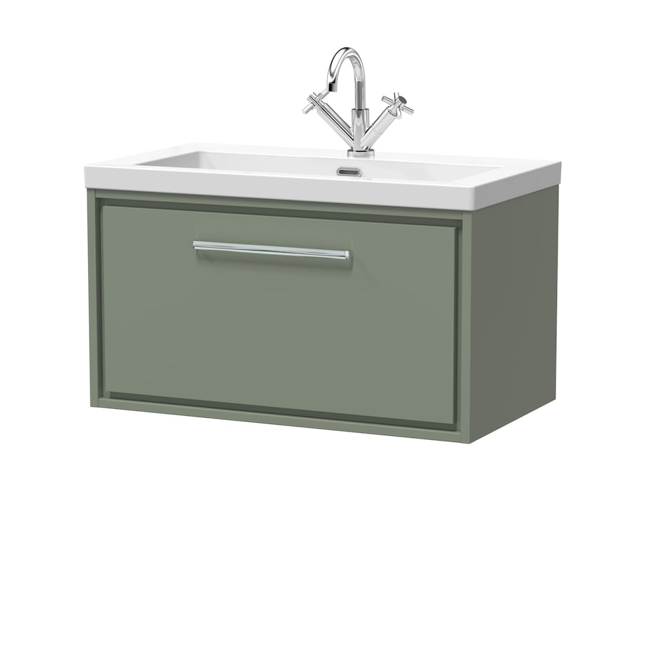 image 1 of Bathroom 1 Soft-Close Drawer Wall Hung Fireclay Basin, Green, 800mm | Green | Reed Green | 476 x 813 x 462mm | 1