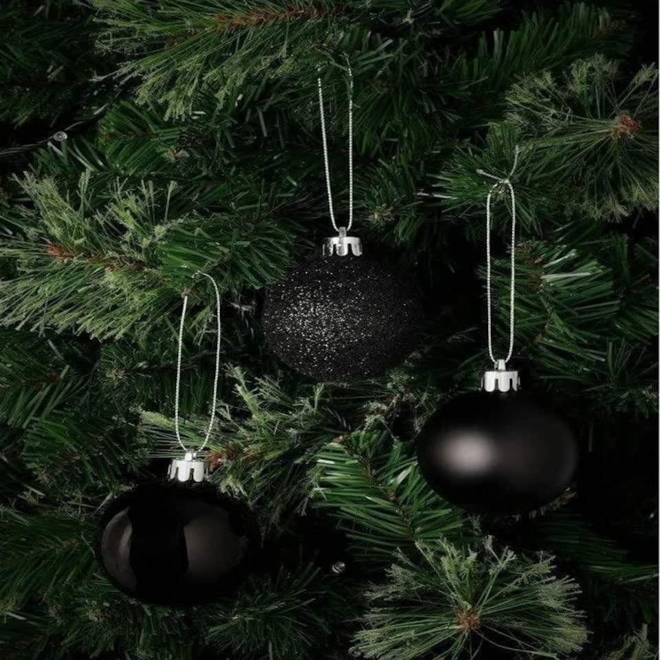 image 1 of 50mm/9Pcs Christmas Baubles Shatterproof Black,Tree Decorations