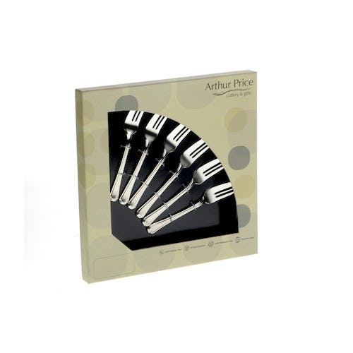 Arthur Price 'Kings' Stainless Steel Gift Boxed Cutlery Set Of 6 Pastry Forks in Silver | Size: 6 Pack