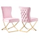 image 9 of Set of 2 Trafalgar Velvet Dining Chairs with Gold Crossed Legs - Modern Upholstered Accent Chair | Pink