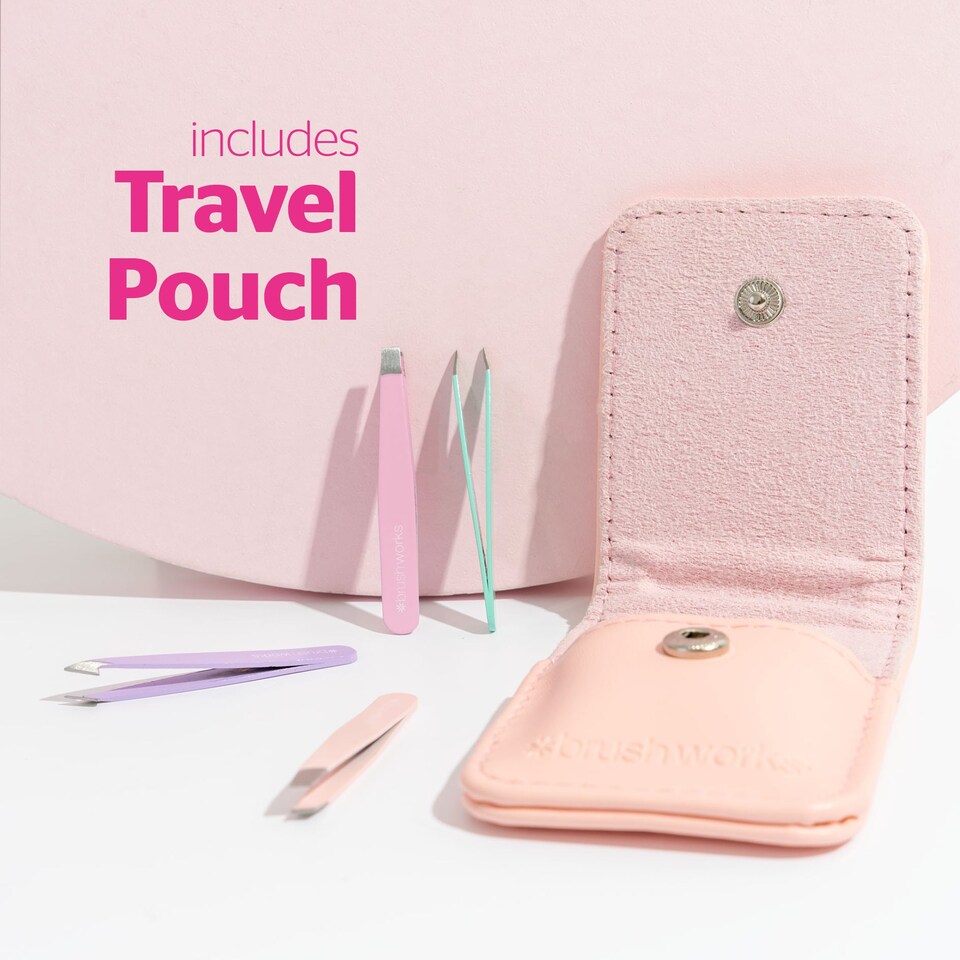 image 1 of Brushworks Travel Tweezer Set - Pastels