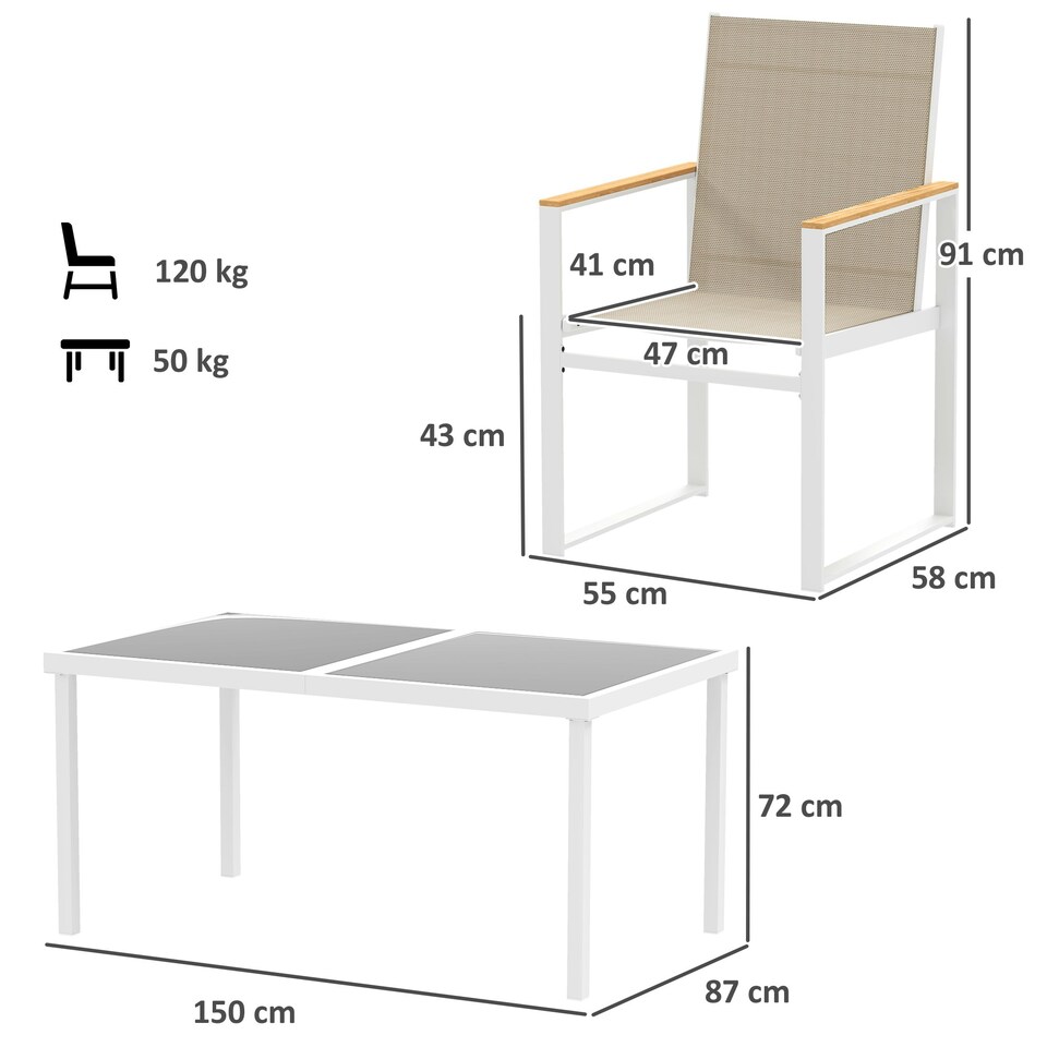 image 1 of Outsunny 6 Pieces Garden Furniture Set with Parasol, Folding Chairs