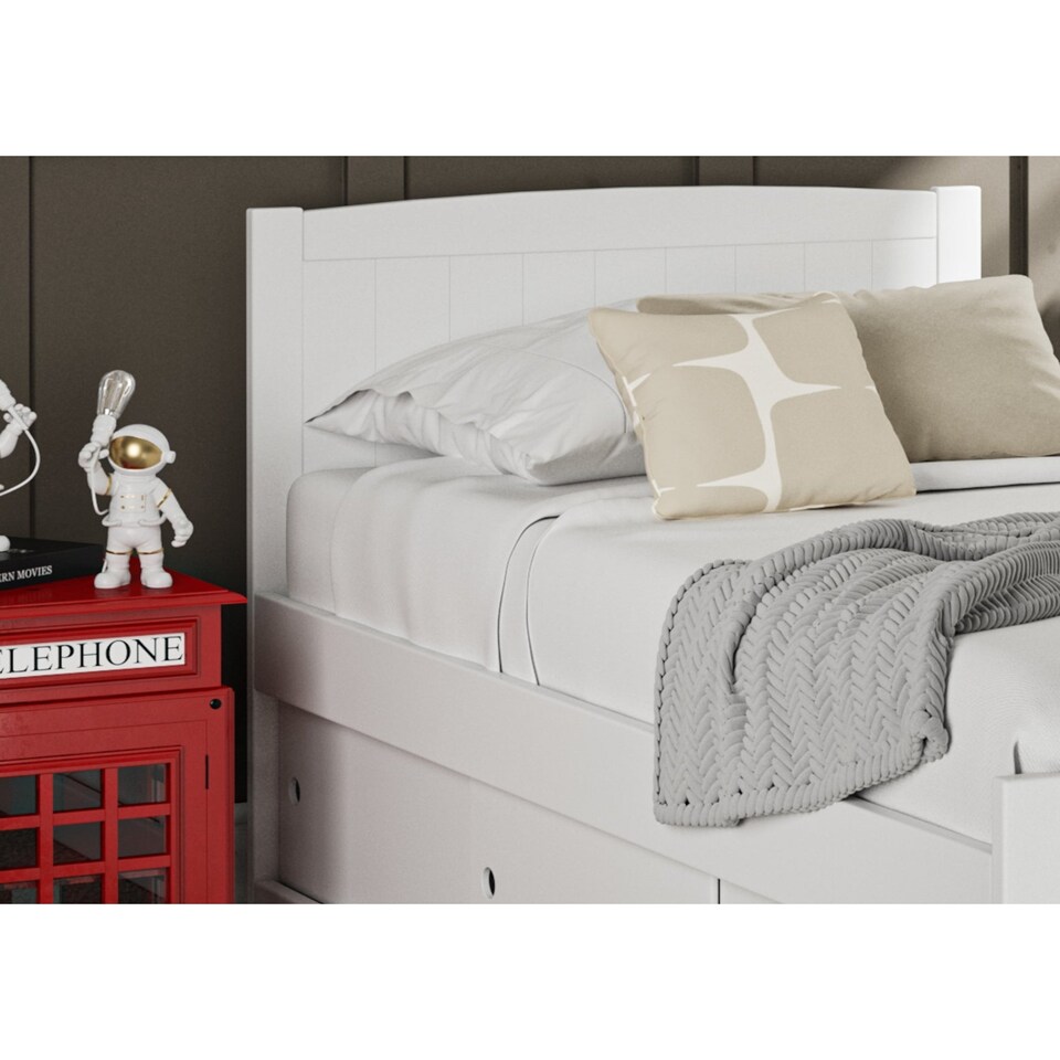 image 1 of Painted Wood Single Bedframe  in White
