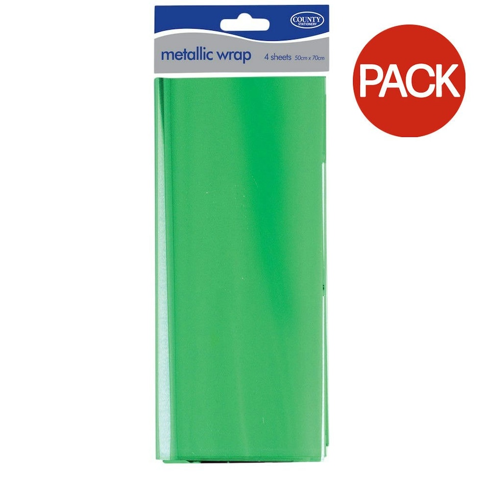 County Metallic Wrapping Paper (Pack of 4) - Green - One Size