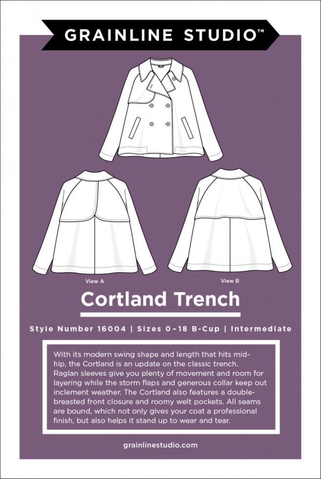Grainline Studio Cortland Trench Paper Sewing Pattern â Womenâs Jackets & Coats, UK Sizes 0â18, Intermediate
