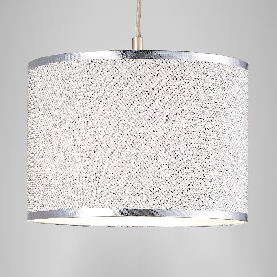 image 1 of Modern and Designer Mini Diamond Silver Glitter Fabric Lamp Shade 25cm Wide | Silver