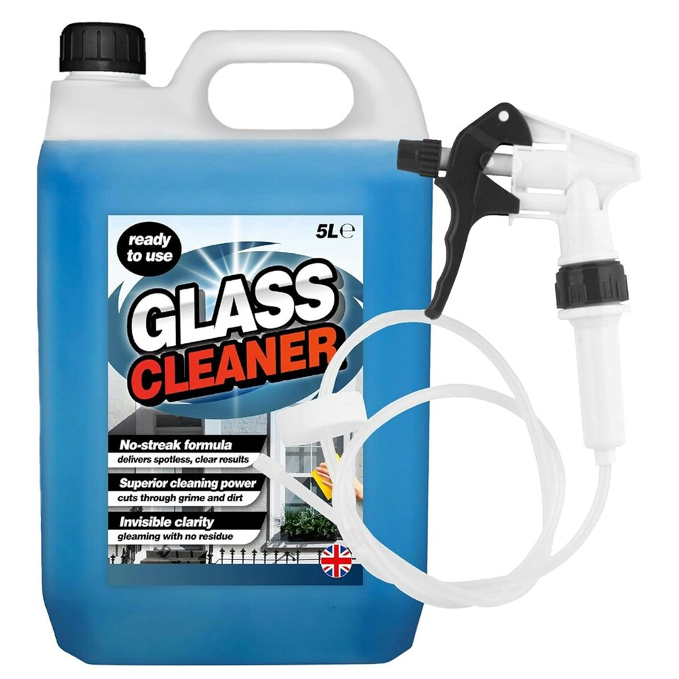 image 1 of 2 x 5L Glass Cleaner No Streak Formula Superior Cleaning Power Complete With Long Hose Trigger