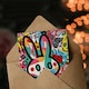 image 3 of Bunny Cartoon Colourful Graffiti Style Girl Daughter Son Birthday Card