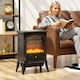 image 1 of HOMCOM Electric Fireplace Stove Heater with 3D Flame Effect, 2000W/1000W, Freestanding Portable Fireplace with Adjustable Thermostat, 2 Heat Settings for Living Room, Black