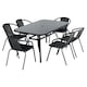 image 2 of Living and Home Metallic and Tempered Glass Garden Table with Parasol Hole Outdoor