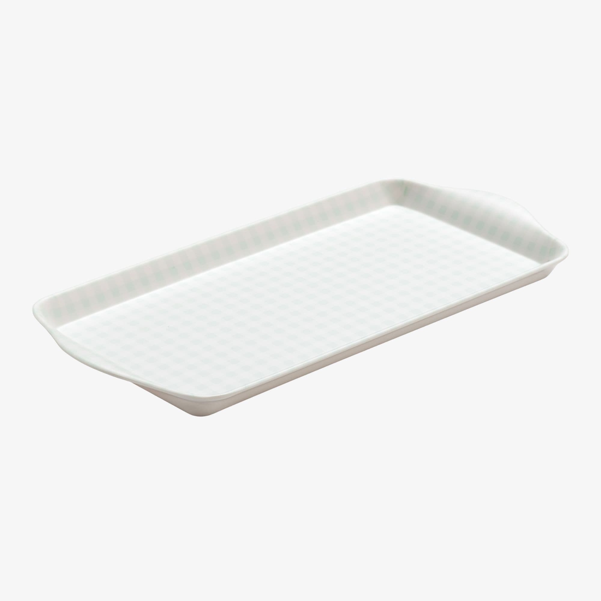 Zeal Melamine Sandwich Serving Tray, Gingham Pattern, 25 x 13cm, Sage Green