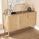 image 3 of Sideboard 3 Rattan Doors Solid Wooden Legs Cabinet Home Living Room Furniture