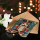 image 4 of Nutcracker Soldier Doll Pine Trees Snow Blank For Him Or Her Art Xmas Festive Christmas Card