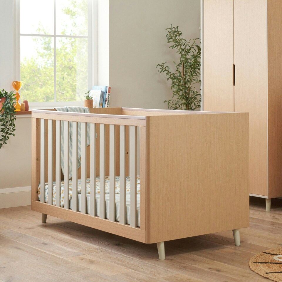 image 1 of Tutti Bambini Fika Cot Bed - Light Oak/White Sand
