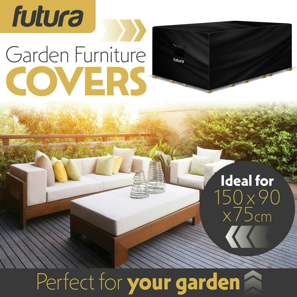 image 1 of Futura Rectangular 150x90x75cm Waterproof Garden Furniture Cover 600D | Black | Black | 150x90x75cm | 1
