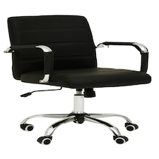 Interiors by Premier Brent Black Leather Effect And Chrome Home Office Chair