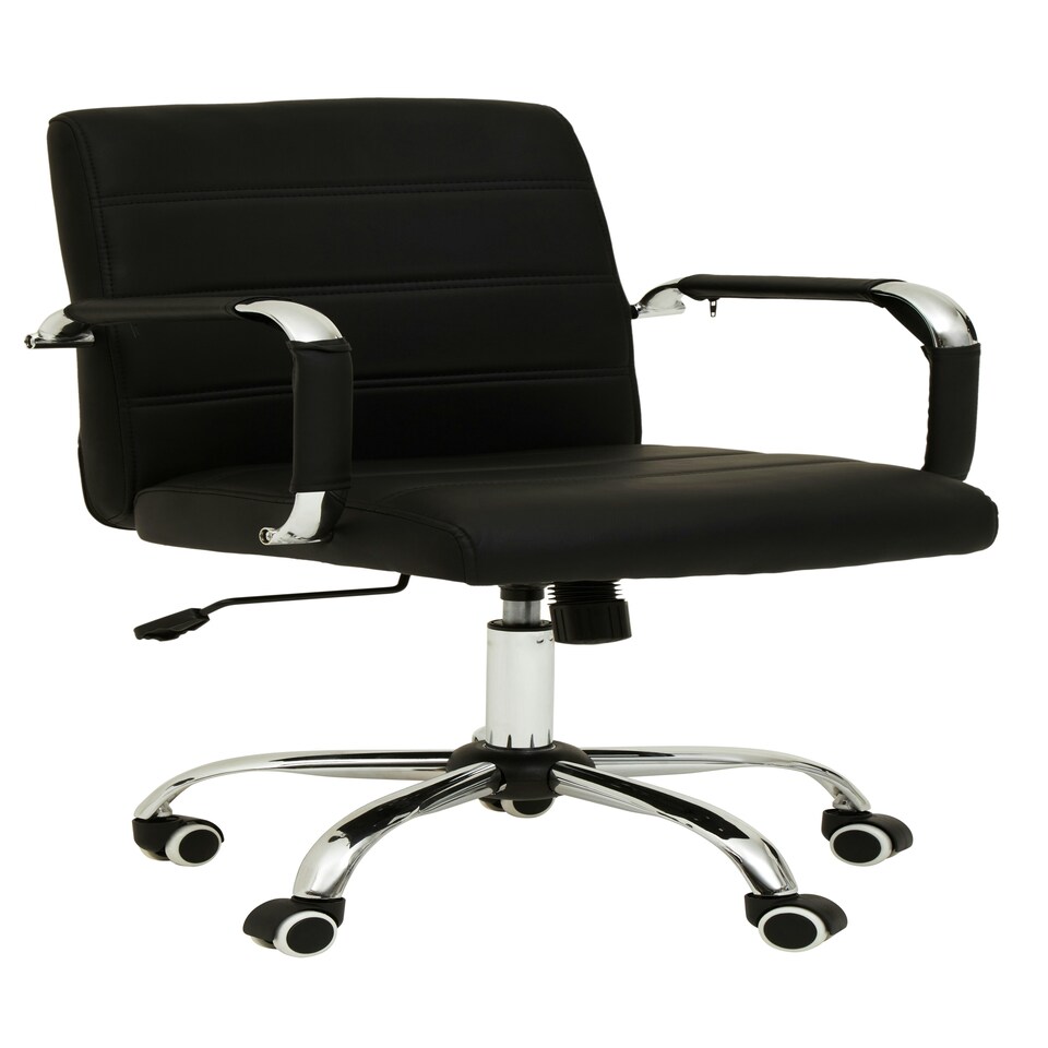 image 1 of Interiors by Premier Brent Black Leather Effect And Chrome Home Office Chair
