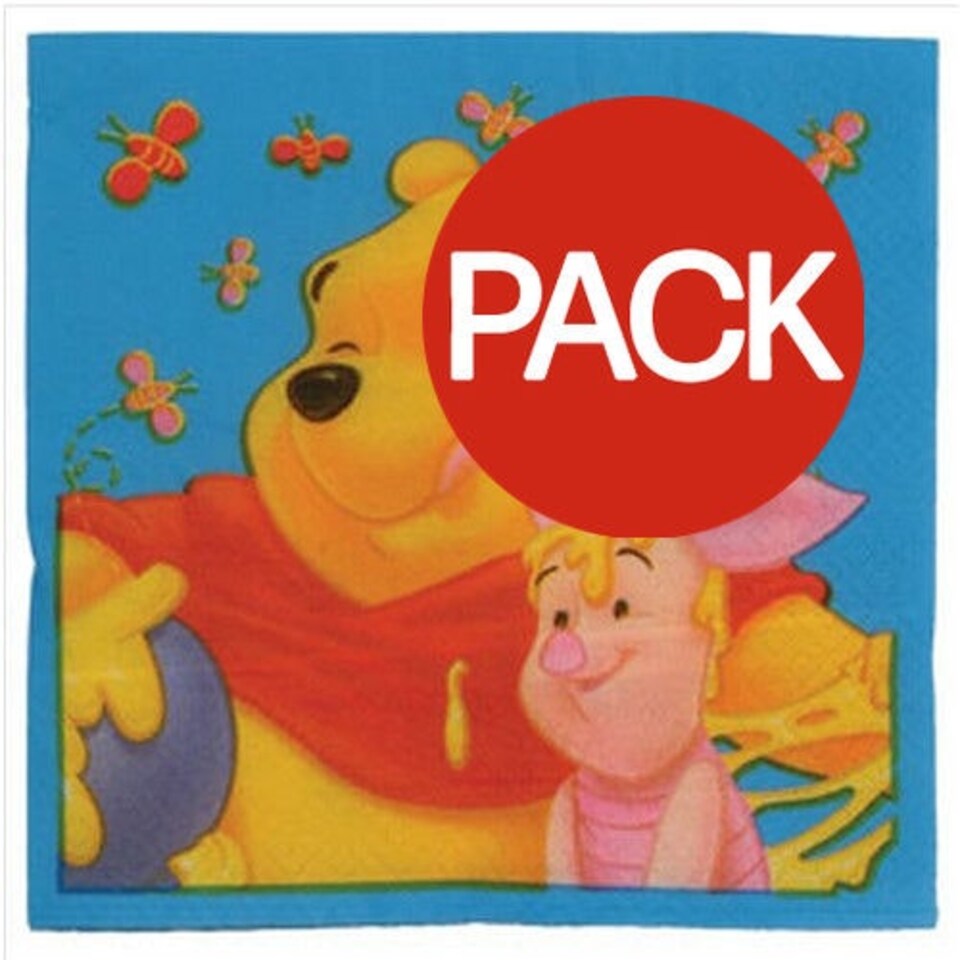 Winnie the Pooh Disposable Napkins (Pack of 20) - Blue/Orange/Pink - One Size