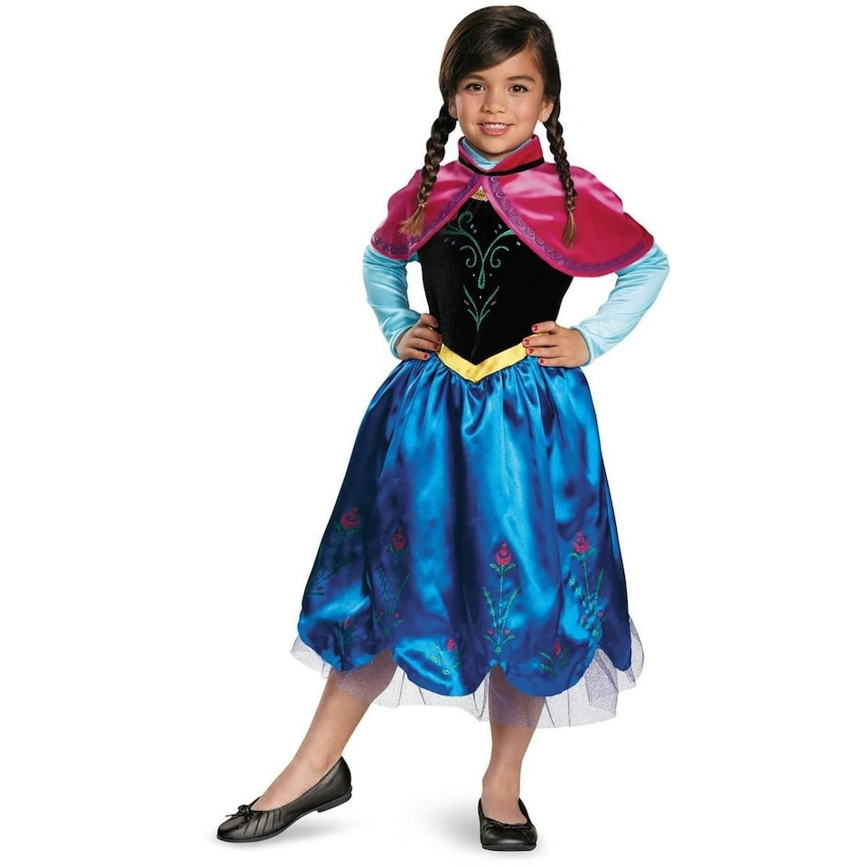 image 1 of Frozen Girls Deluxe Anna Costume Set - Blue/Pink - 3-4 Years