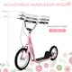 image 2 of HOMCOM Teen Scooter Adjustable Height Dual Brakes Rubber Wheels Kickstand, Pink