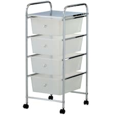 VonHaus 4 Drawer White Storage Trolley with 360° Wheels