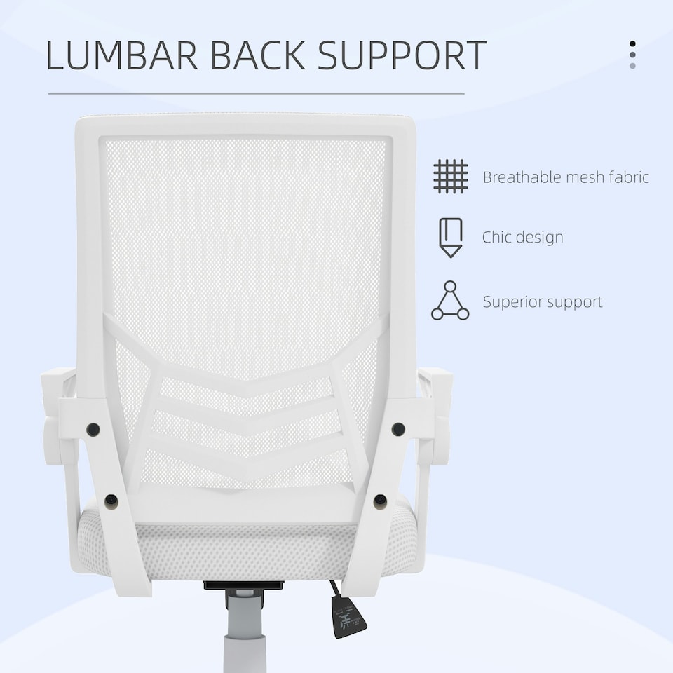 image 1 of Vinsetto Mesh Swivel Office Chair Task Computer Chair w/ Lumbar Support, White