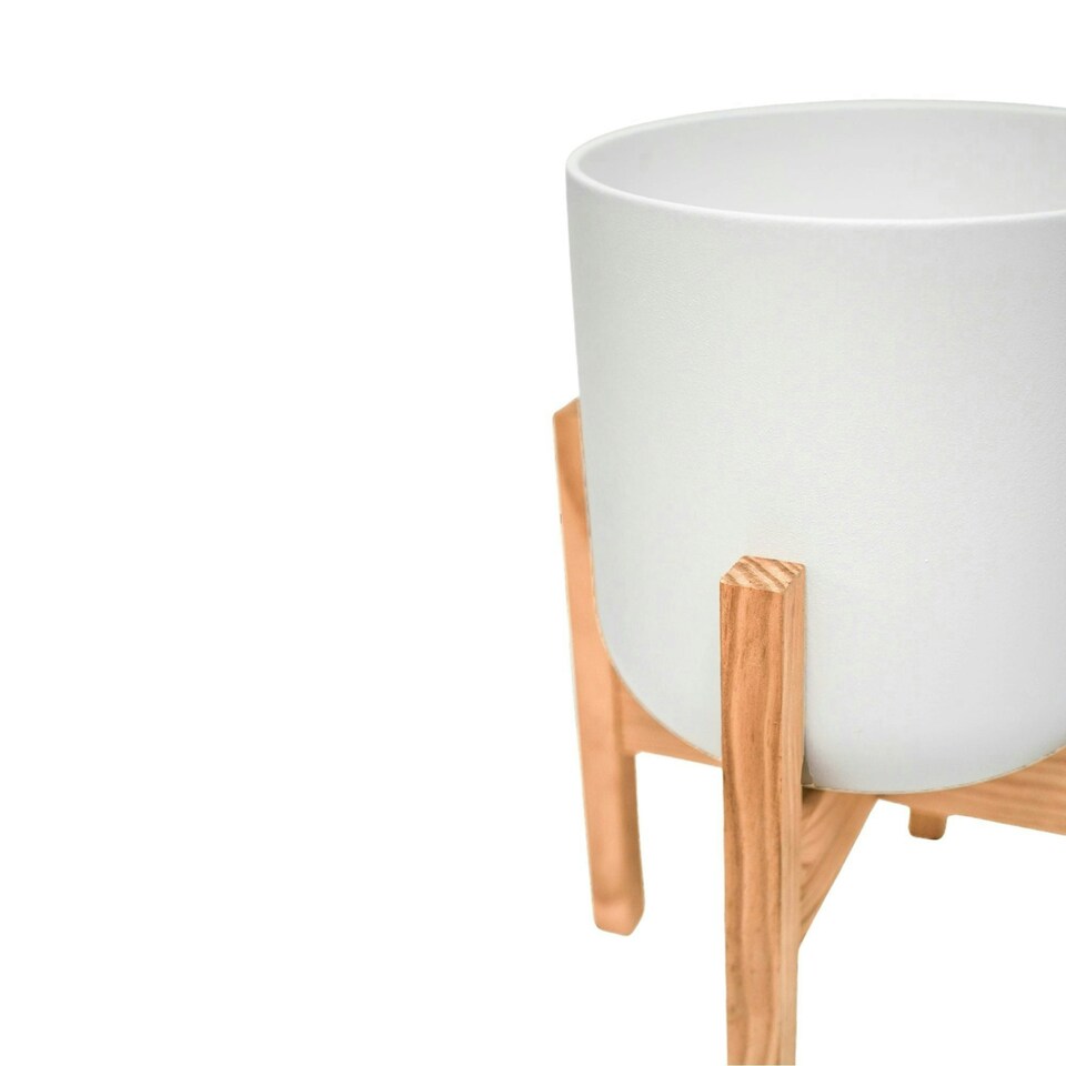 image 1 of Lisbon Pot and Stand - Ceramic - D26 cm - White | White