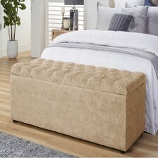 180cm Chesterfield Ottoman Storage Box -Upholstered Blanket Box - Beige Naple Ottoman Bench