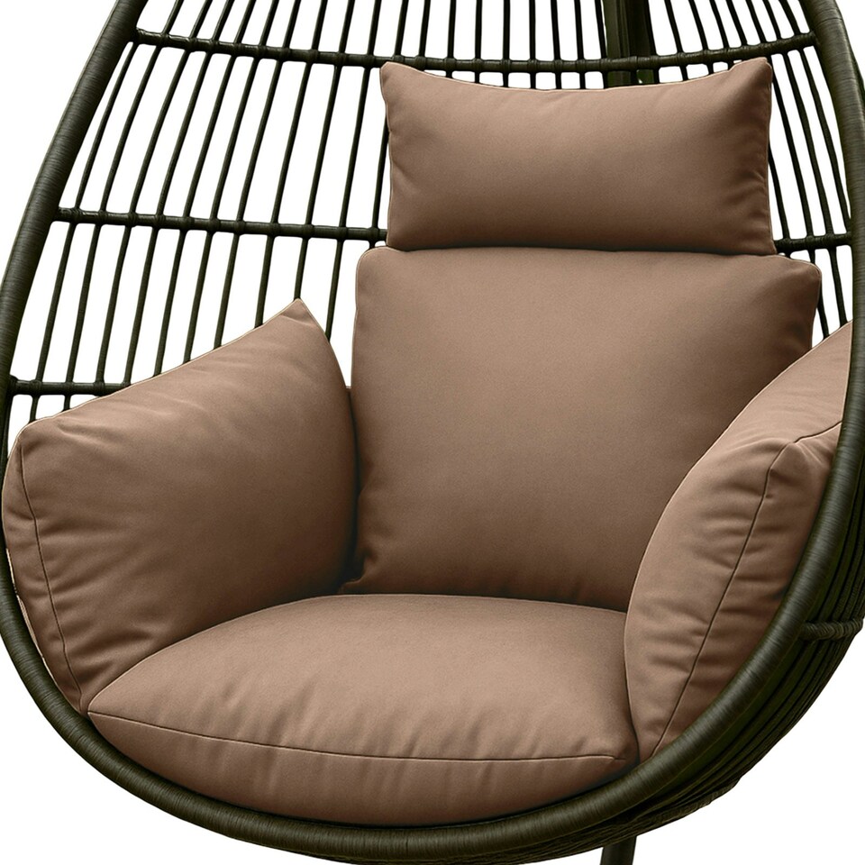 image 1 of Homescapes Luxury Waterproof Egg Chair Cushion With Headrest - Beige