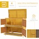 image 8 of PawHut Rabbit Hutch, Double Decker Cage w/ Roof, Divider, Ramp, Yellow