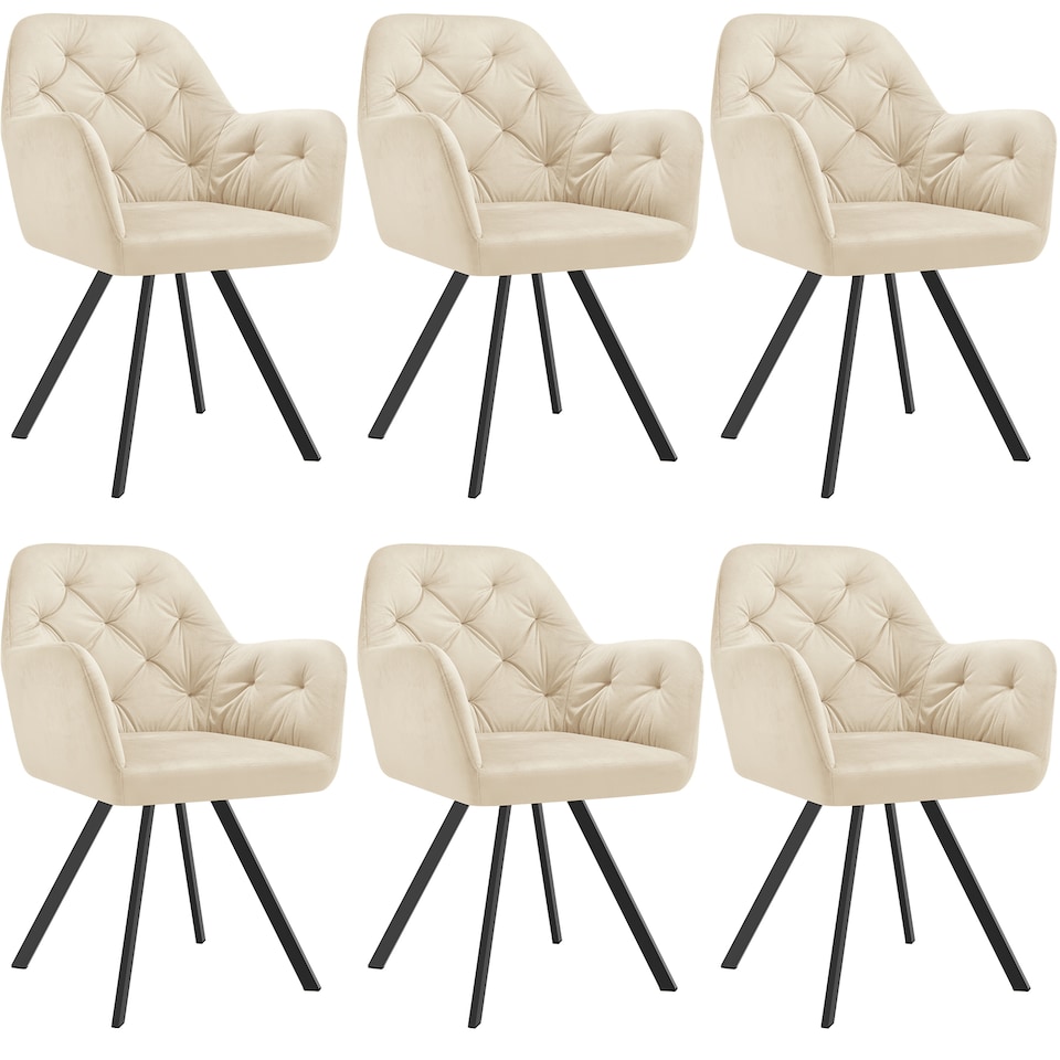 image 1 of Armchair Lucia - padded, quilted pattern, 180 degree swivel chair | Cream | cream | 6