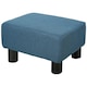 image 1 of HOMCOM Chic Linen Fabric Footstool Ottoman Cube with 4 Plastic Legs Blue