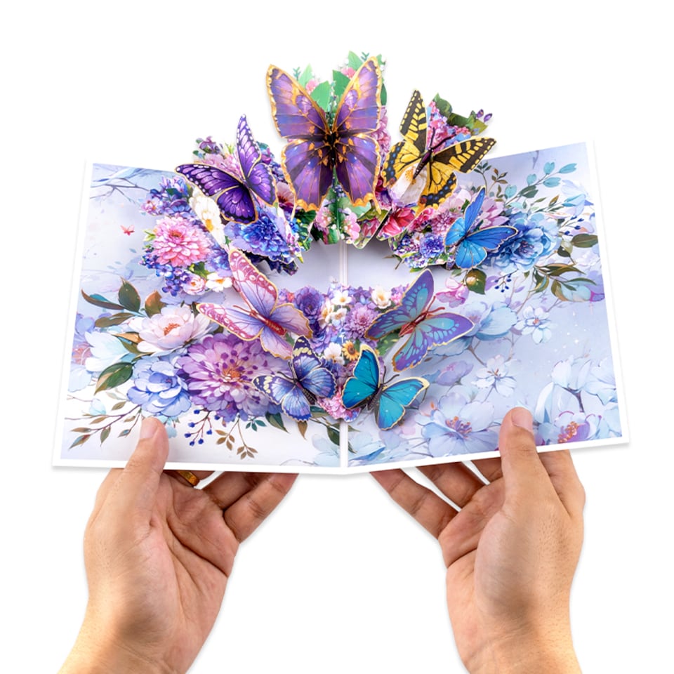 image 1 of Colorful Whispers Butterfly & Flower 3D Pop Up Greeting Card