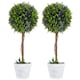 image 1 of HOMCOM Set of 2 Decorative Artificial Plants Ball Trees with Lavender Flowers in Pot Fake Plants for Home Indoor Outdoor Decor, 60cm, Green
