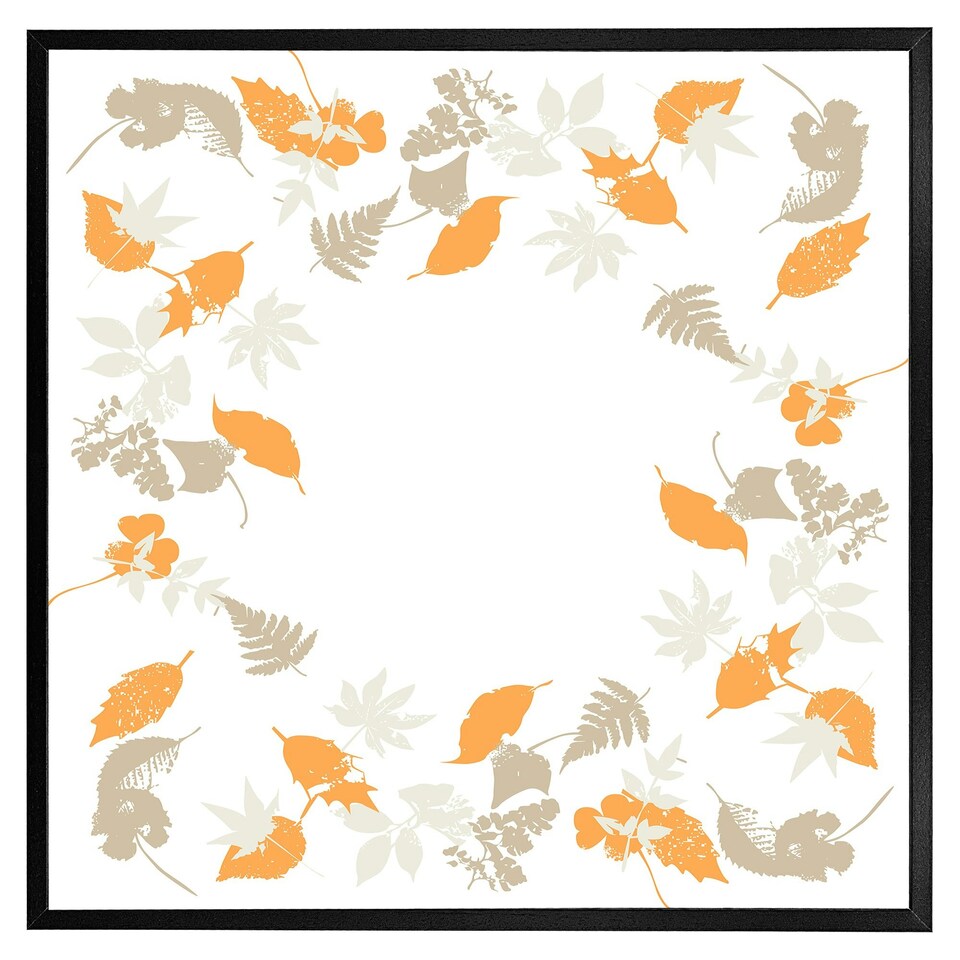 image 1 of Orange & grey autumn leaves (Picture Frame) White | XS