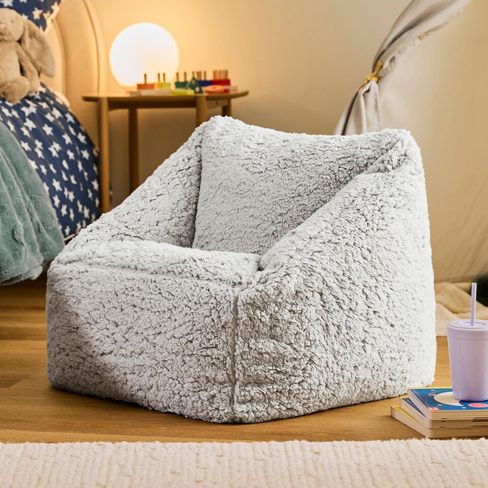 image 1 of icon Kids Teddy Bear Armchair Bean Bag Grey Childrens Bean Bags Set of 2