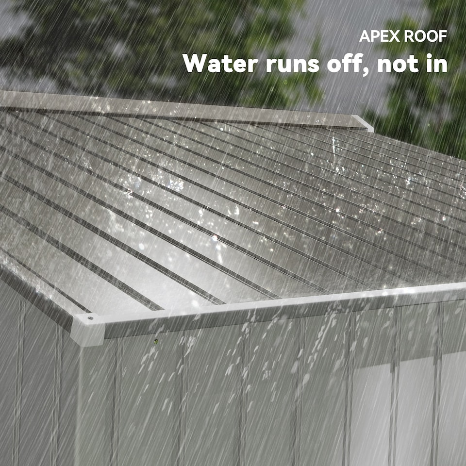 image 1 of Outsunny 9 x 6ft Metal Garden Shed, Outdoor Storage Tool House with Ventilation Slots, Foundation Kit and Lockable Double Doors, Silver