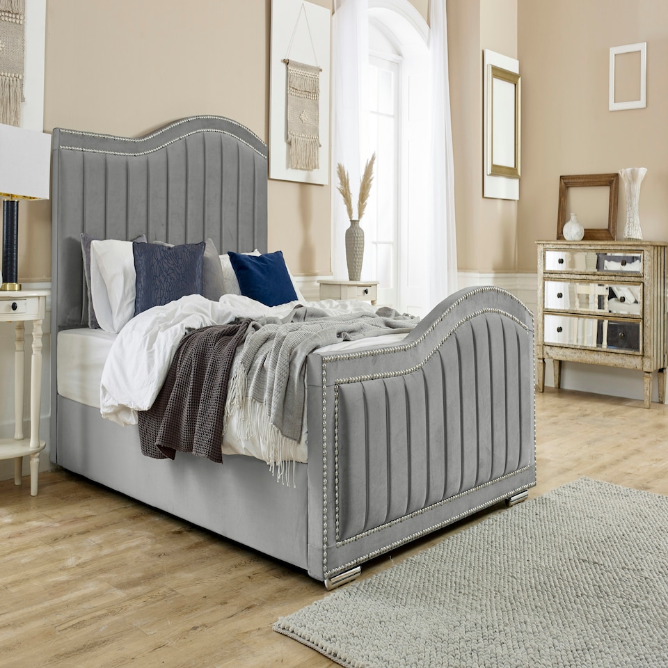 Kendrick Plush Double Bed Frame - Silver