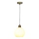 image 2 of Set of 2 Betchley - White Ribbed Glass Globe with Satin Brass Pendants | White | White glass with satin brass plate detail | Small | 2