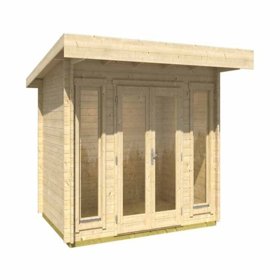 image 1 of Barbados mini-Log Cabin, Wooden Garden Room, Timber Summerhouse, Home Office - L390 x W350 x H233.7 cm Brown