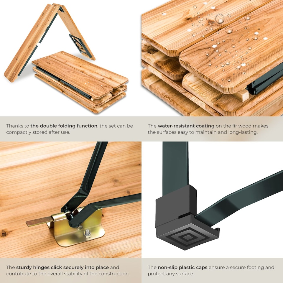 image 1 of Dining Table and Bench Set Ralf - 2 benches, foldable, durable, stable