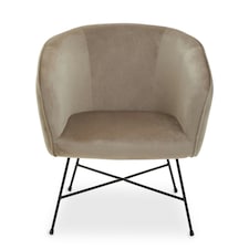 Interiors by Premier Mink Velvet Chair, Comfy Mink Outdoor Metal Legs Velvet Chair, Effortless Cleaning Velvet Chair