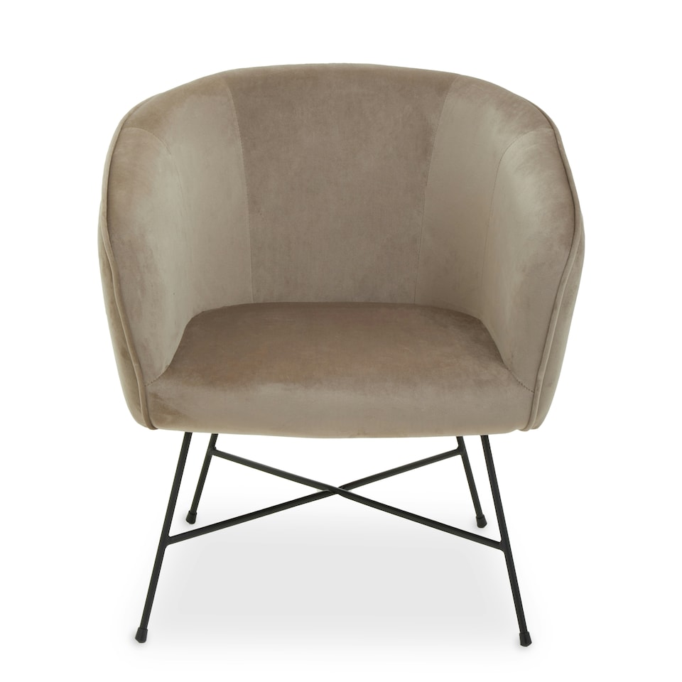 image 1 of Interiors by Premier Mink Velvet Chair, Comfy Mink Outdoor Metal Legs Velvet Chair, Effortless Cleaning Velvet Chair