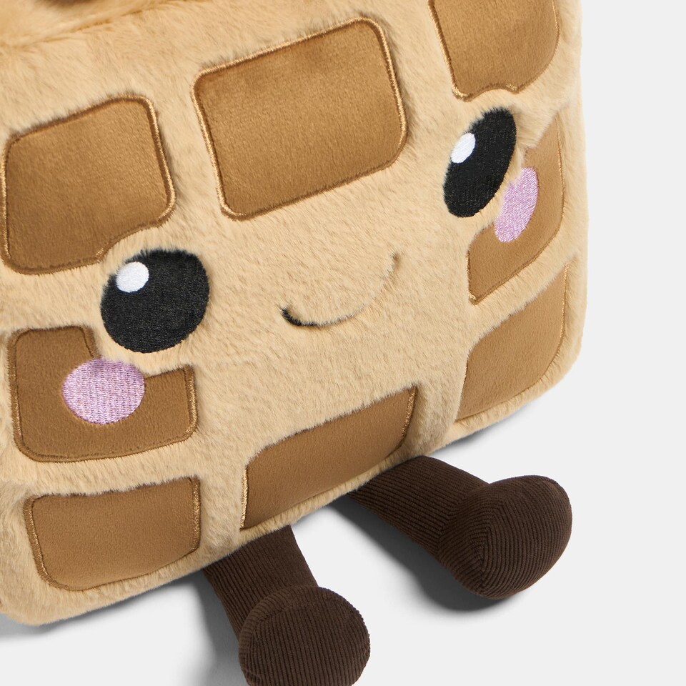 image 1 of OHS Sweetie Pie Filled Novelty Scatter Cushion Soft Fleece Toy Pillow | Brown | Honey the Waffle