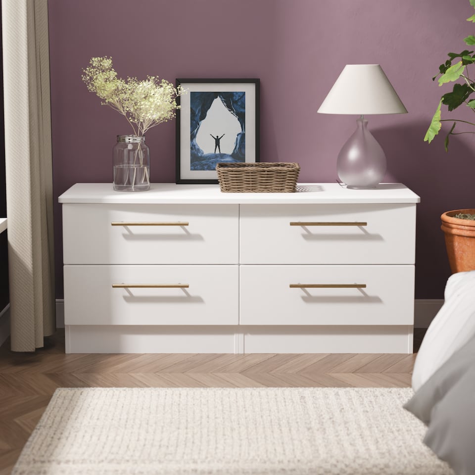 image 1 of Helmsley 4 Drawer Bed Box in White Ash (Ready Assembled) | White | White Ash