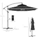 image 5 of Outsunny 2.7m Garden Banana Parasol Cantilever Umbrella with Crank Handle, Double Tier Canopy and Cross Base for Outdoor, Hanging Sun Shade, Black