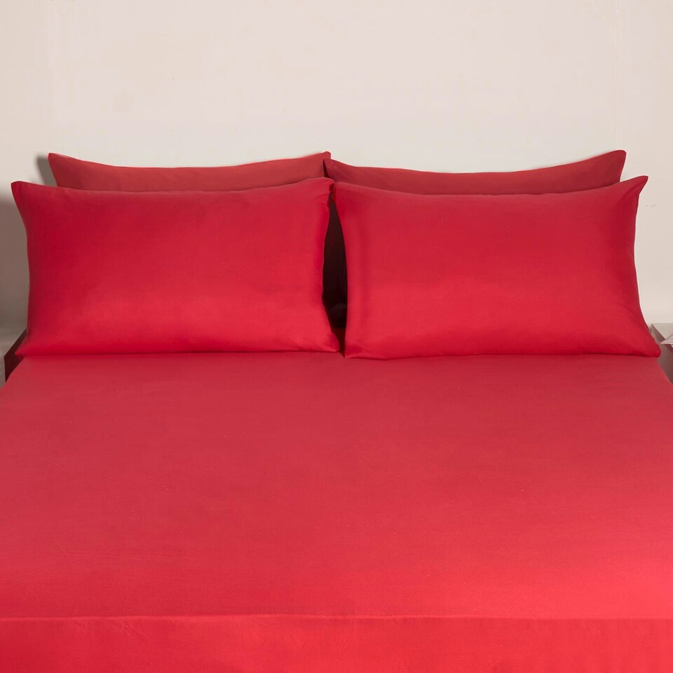 image 1 of OHS 2 x Hotel Luxury Quality Bedroom Housewife Pillowcases, 50x75cm - Red